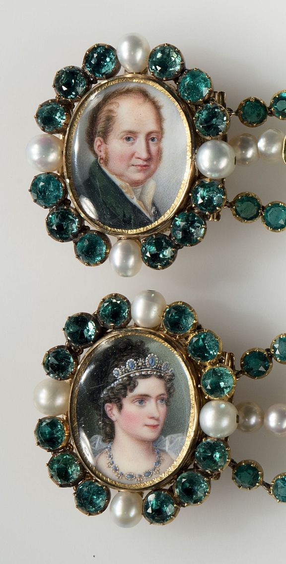 Portraetminiatur des bayerischen Koenigspaares Max I Joseph und Caroline