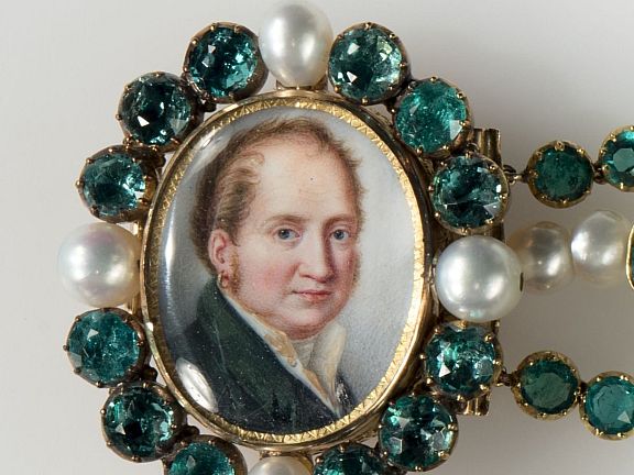 Portraetminiatur des bayerischen Koenigspaares Max I Joseph und Caroline