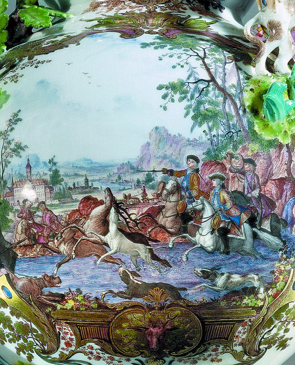 Vase mit Hirschjagd Lustheim