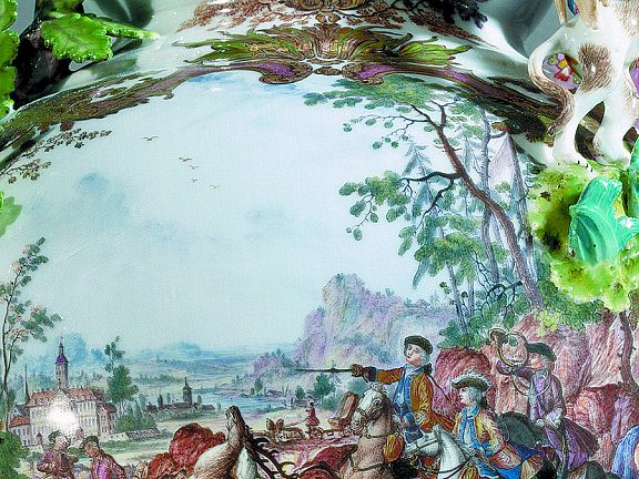 Vase mit Hirschjagd Lustheim