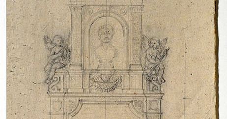 Entwurfszeichnung für ein Grabdenkmal Bayerisches Nationalmuseum