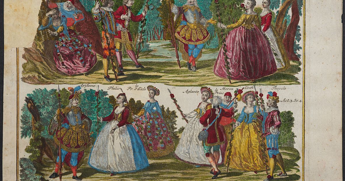 Radierung, kol. La Princesse d’Élide, Akt 5, Sz. 3, Akt 3, Sz. 4