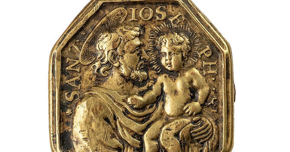 Achteckige Medaille auf die Öffnung der Heiligen Pforte des Petersdoms ...