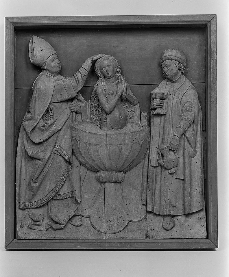 Taufe Der Hl Ottilie Durch Den Bischof Erhart Von Regensburg Relief Taufe Der Hl Ottilie Durch Den Bischof Erhart Von Regensburg Relief
