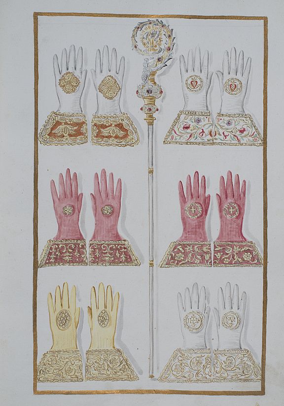 Schatzbuch Abtstab und Pontifikalhandschuhe